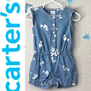 Blue Heart Print Romper Carter’s